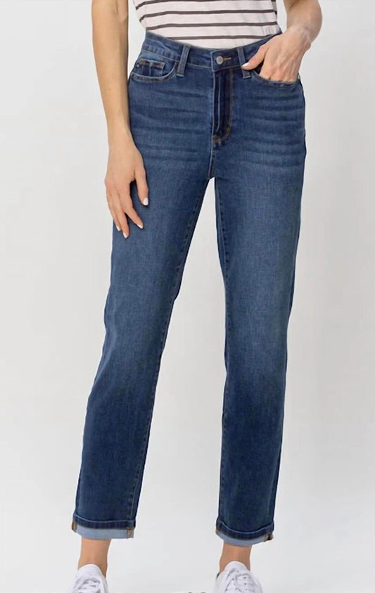 Judy Blue - Women's Cool Denim Cuffed Boyfriend Jean