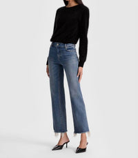 Alice + Olivia - Fierce Raw Hem Slim Straight Leg Jeans