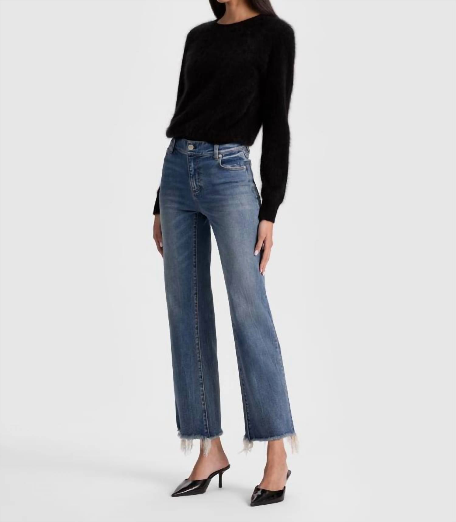 Alice + Olivia - Fierce Raw Hem Slim Straight Leg Jeans