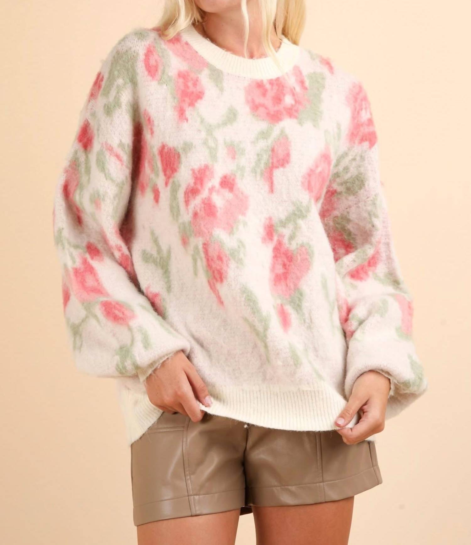 Very J - Garden Bliss Floral Print Knit Sweater