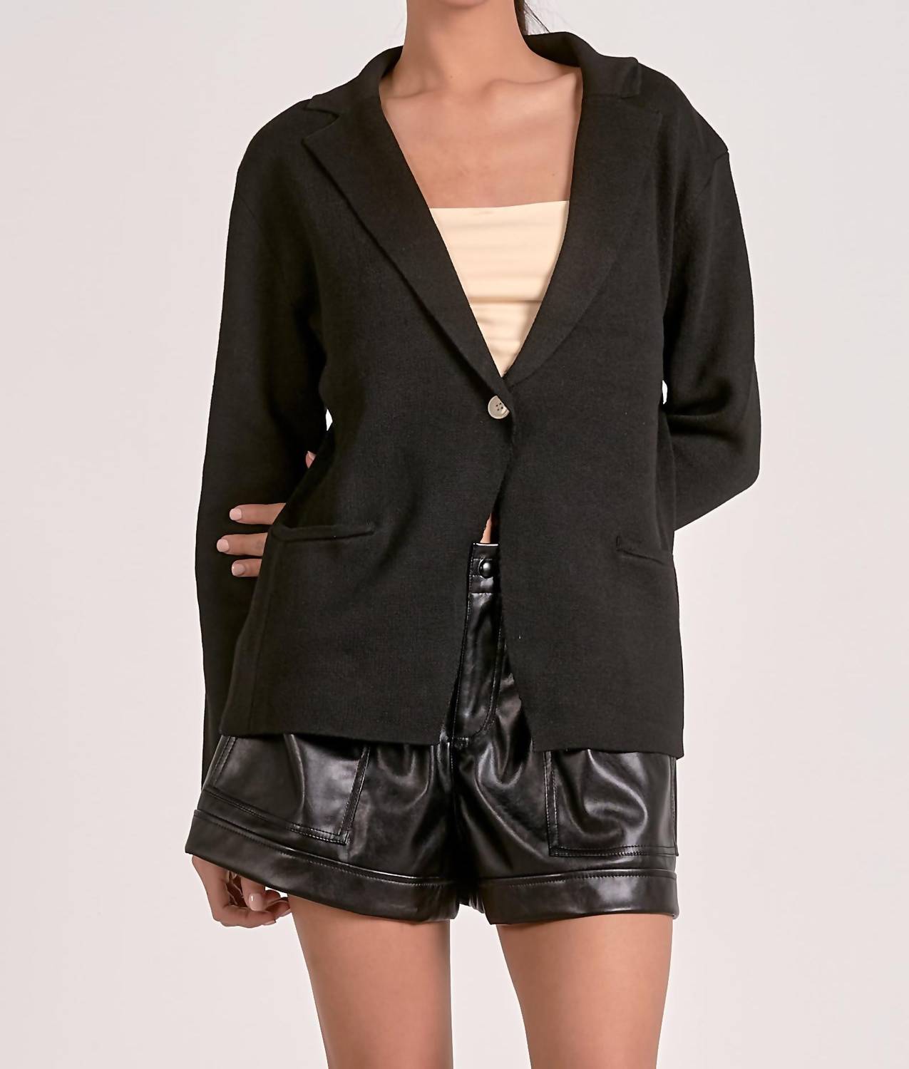 ELAN Women's Sweater Blazer in black - women's jacket