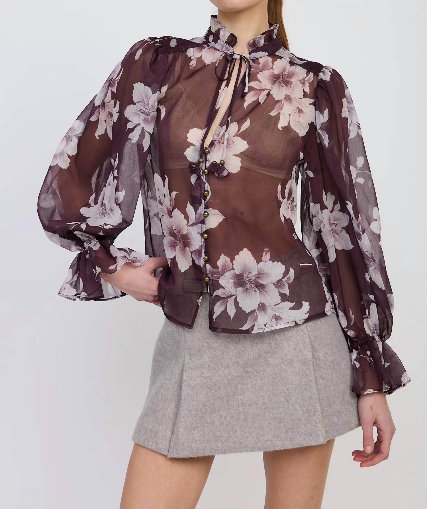 En Saison - Sheer Floral Top