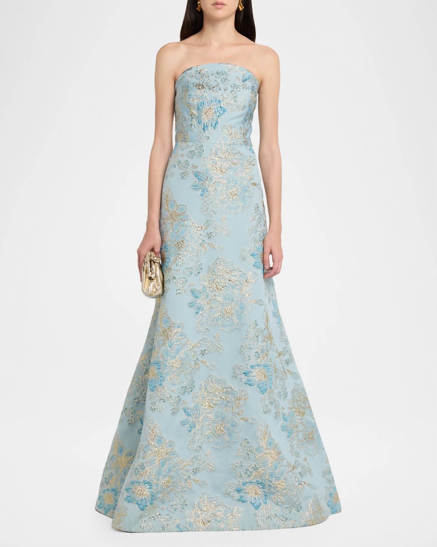 Teri Jon - Sleeveless Metallic Multi Jacquard Gown