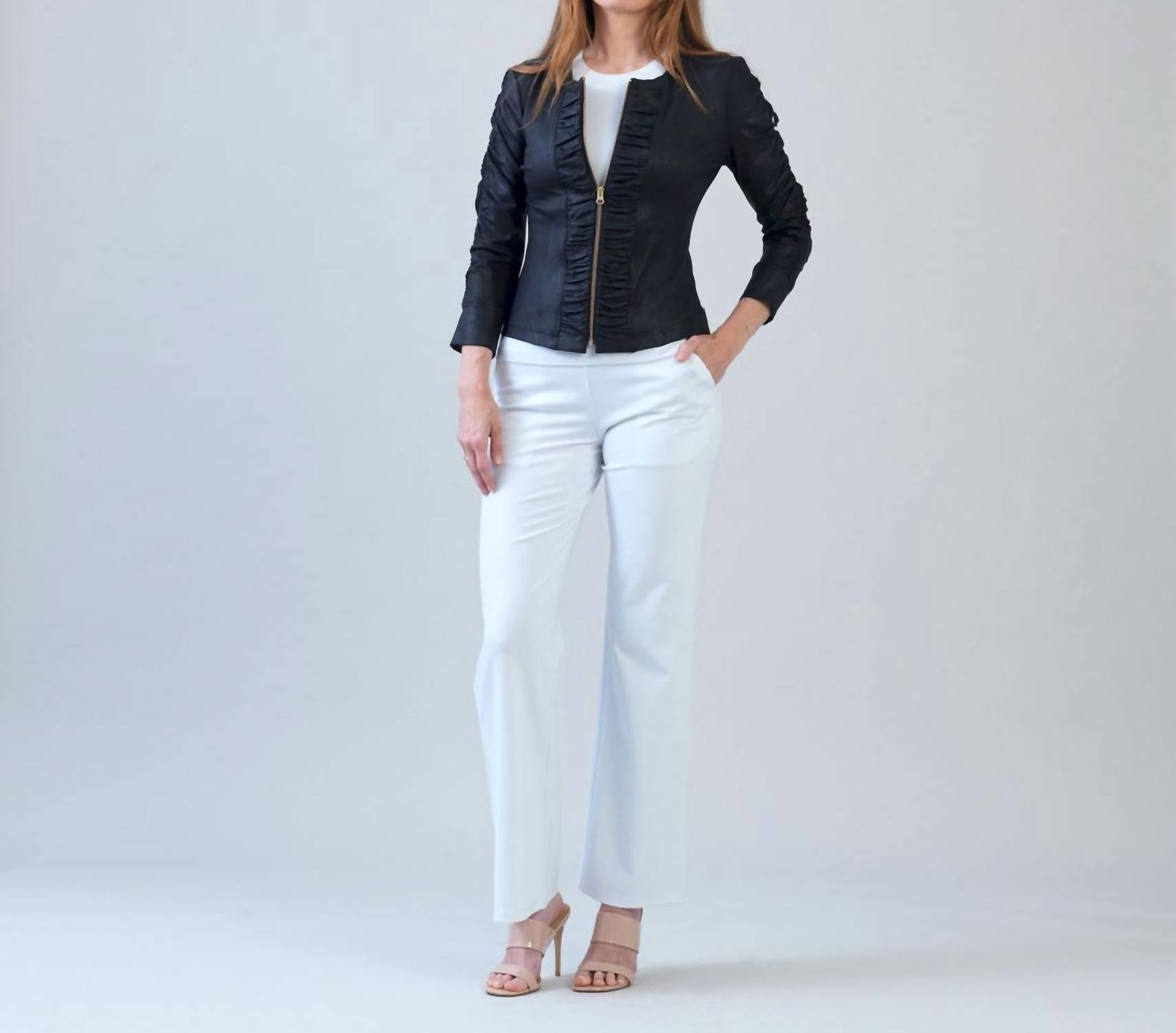 Clara Sun Woo - Liquid Leather Ruched Detail Jacket