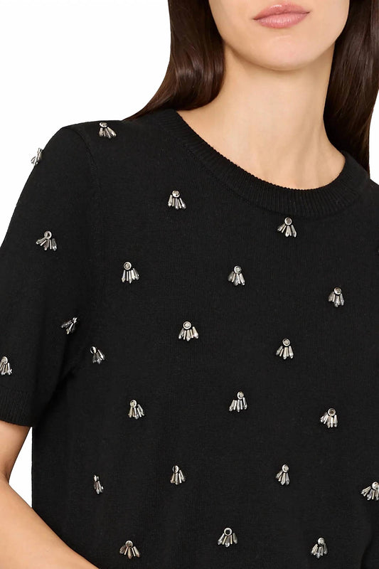 Milly - Rosalyn Rhinestone Crewneck Top