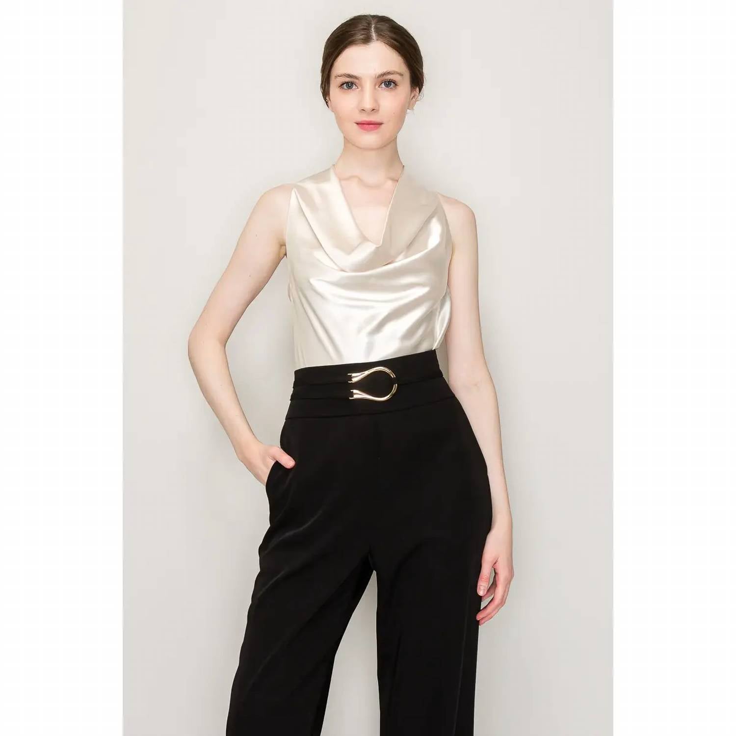 Ina Fashion - Satin Cowl neck halter top
