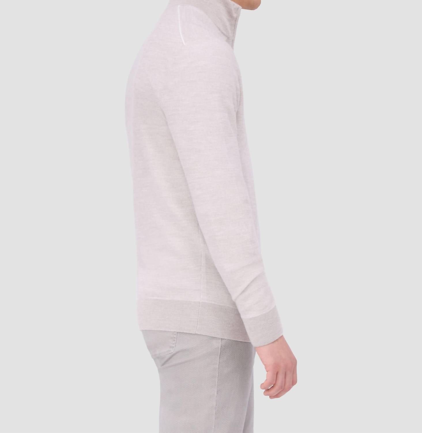 Bugatchi Uomo Men's Half Zip Sweater in willow - men's shirt - alternate view