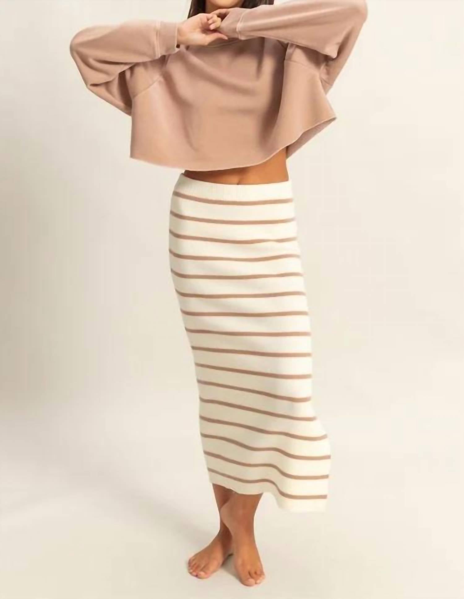 Hyfve - Striped High Waist Bodycon Sweater Skirt