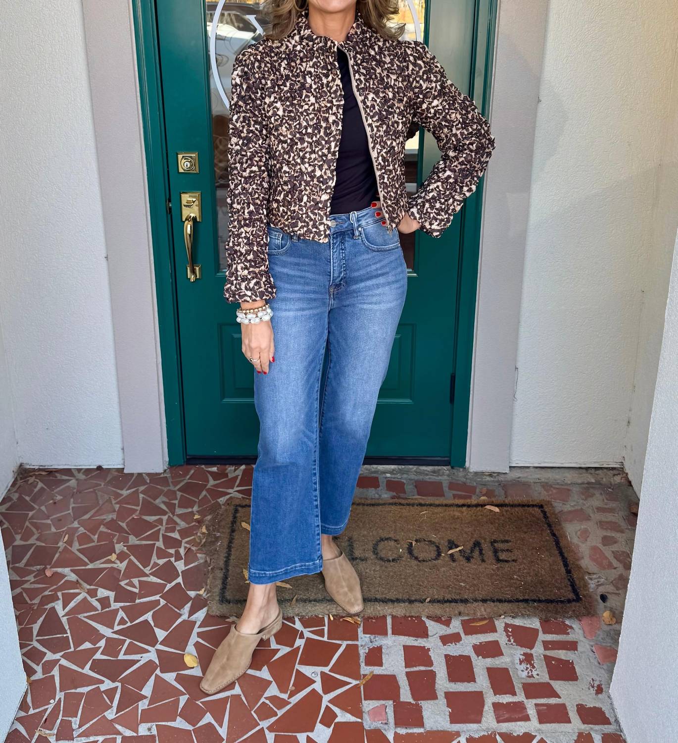 Current Air - Leopard Quilting Puffed Jacket