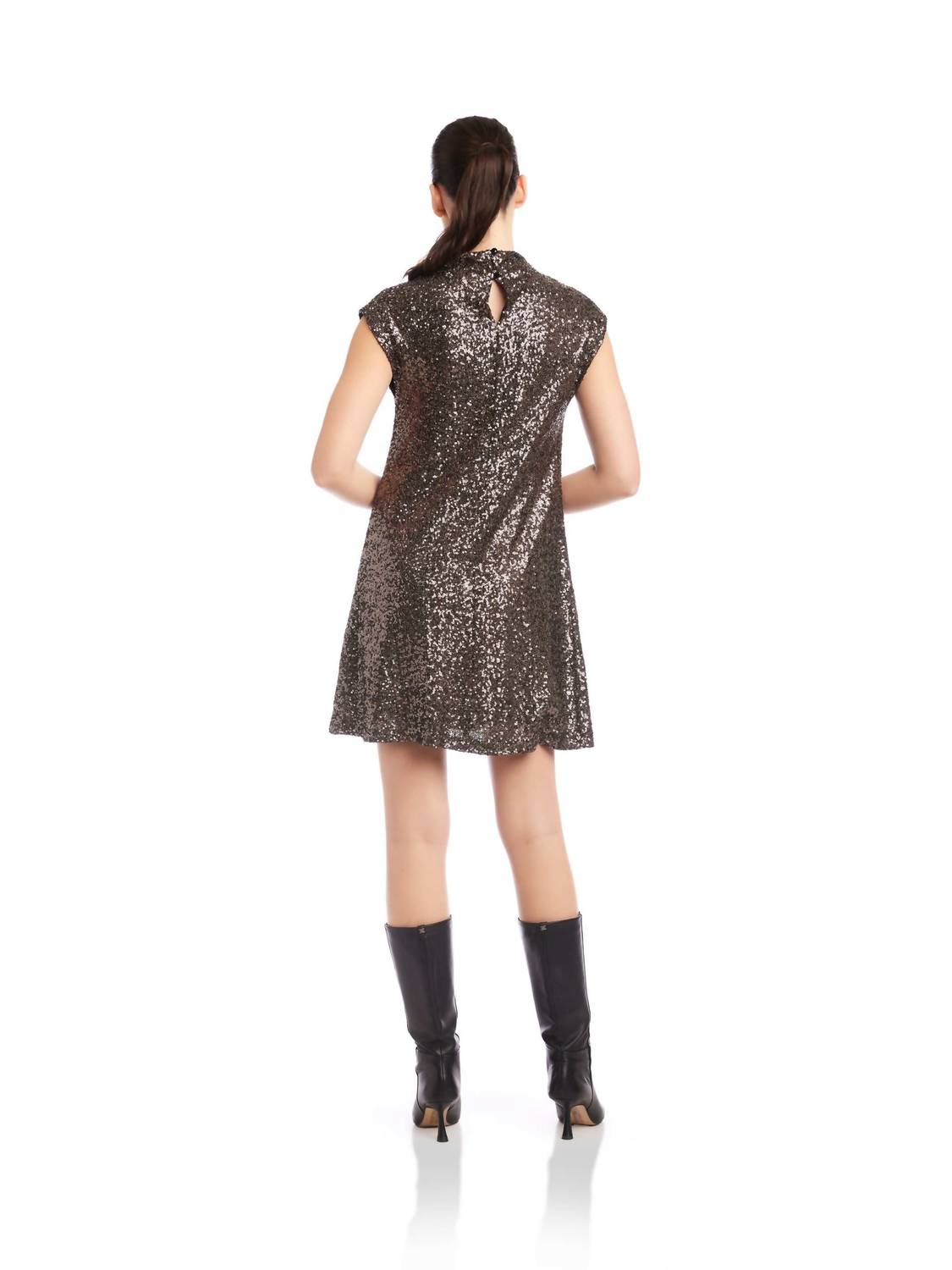 Fifteen Twenty Cayla Sequin Mini Dress in brown - women's dress - alternate view