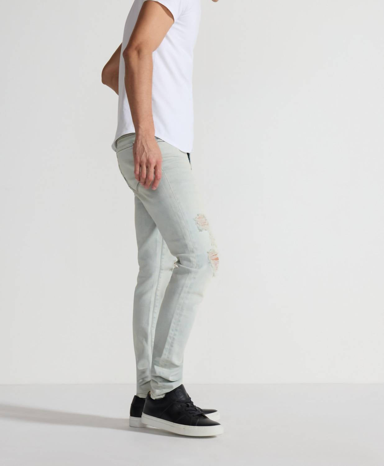 Monfrere Greyson Mid Rise Skinny Jeans in slash vintage - men's jeans - detail view