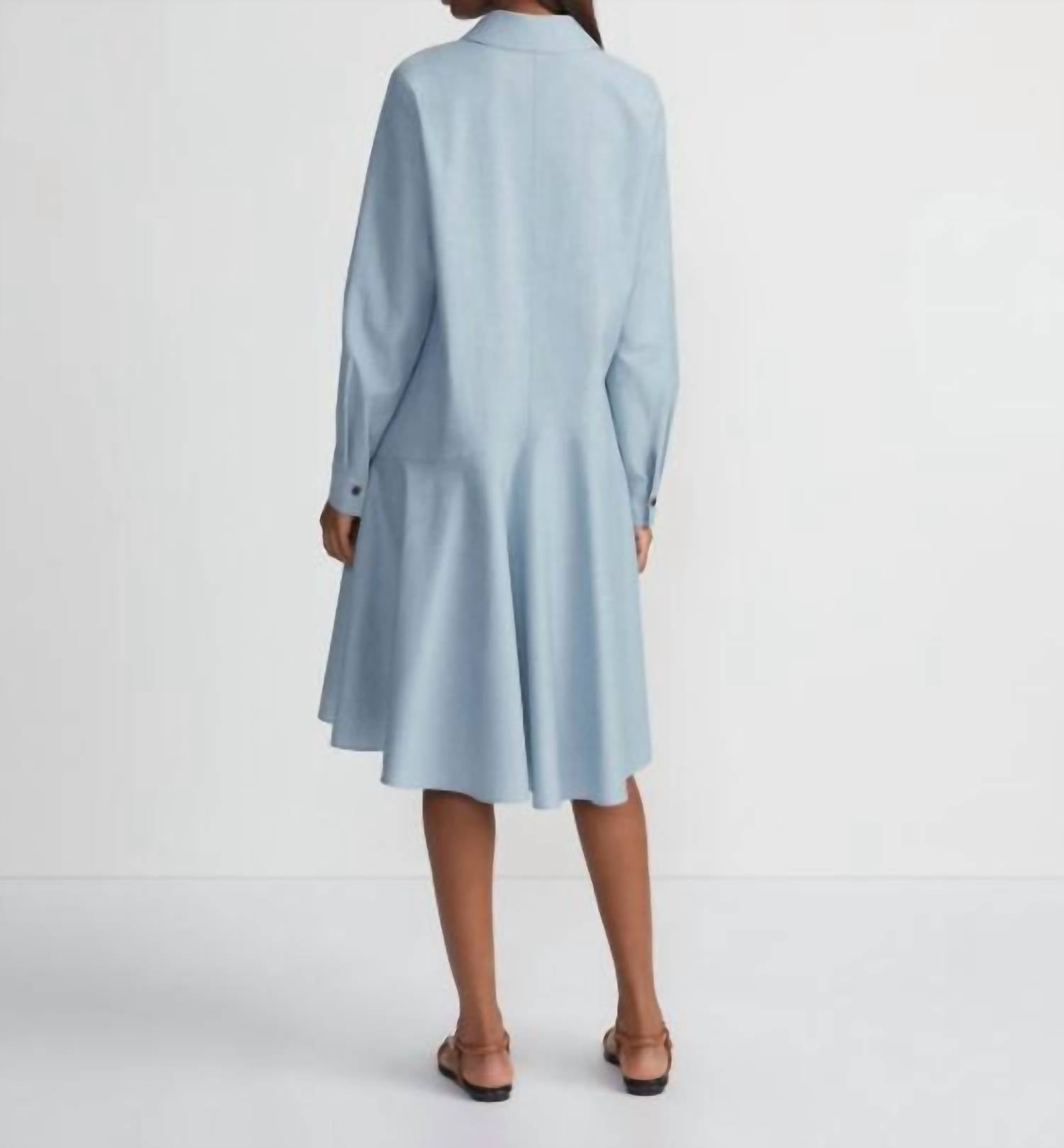 Lafayette 148 - Petite Slubbed Cotton Flounced Shirtdress