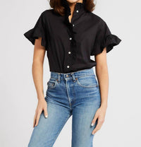 Mille - Vanessa Button Down Mock Neck Top