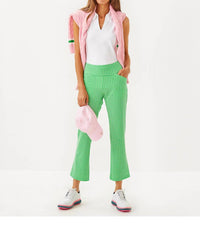 Lilly Pulitzer Upf 50+ Luxletic 28" Corso Kick Flare Pant in fauna green performance gingham - women's jeans - alternate view