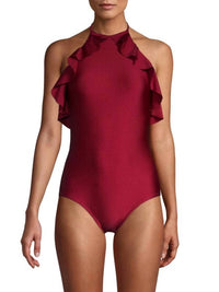 Shoshanna - Ruffle Halter One Piece Swimsuit