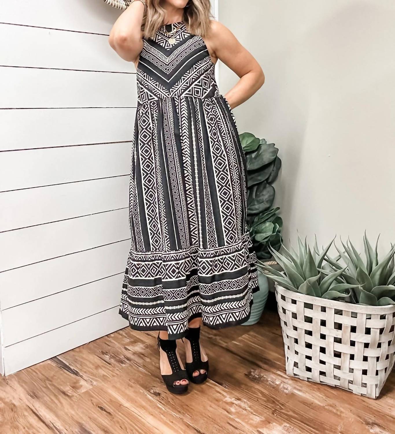 Tribal - Print Halter Dress