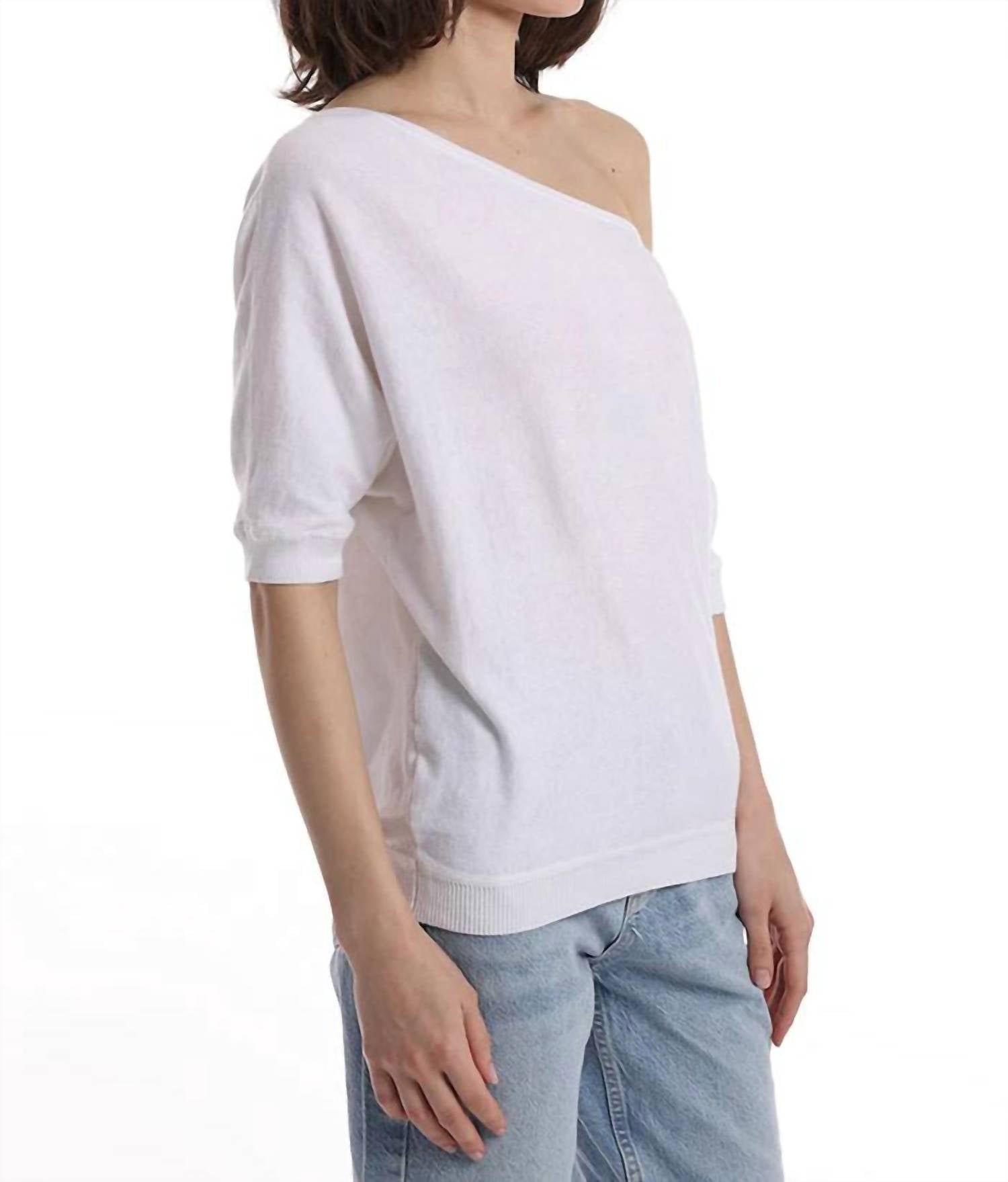 Minnie Rose - Cotton Cashmere Short Sleeve Off-the-shoulder Top