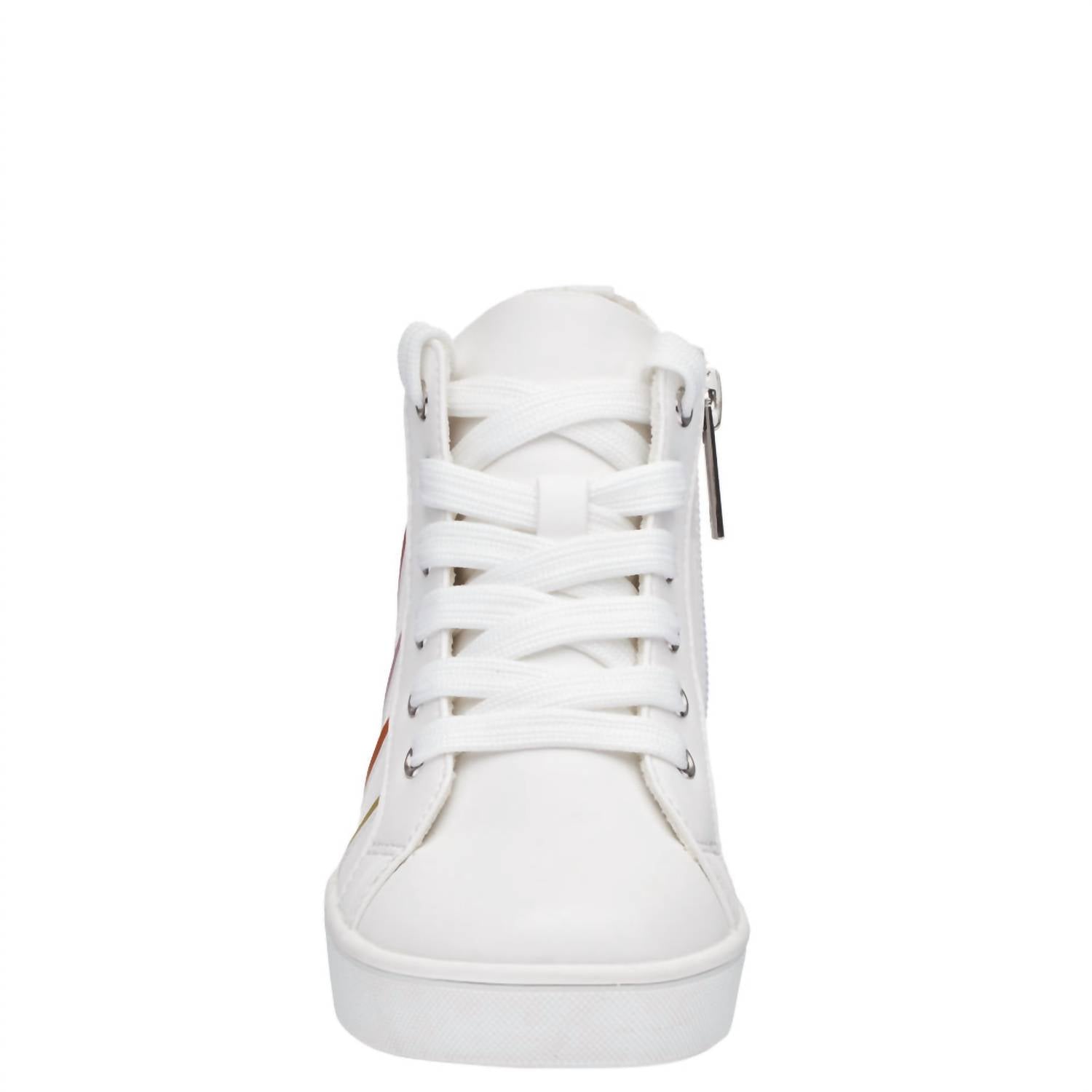 Nina Girls Gwen Side Zip High Top Sneakers in rainbow smooth - kids' sneaker - detail view