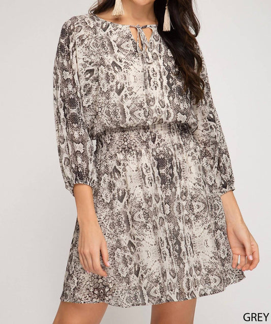 Lurex Snakeskin Print Dress