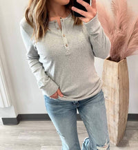 Michelle Mae - Ribbed Long Sleeve Henley Top