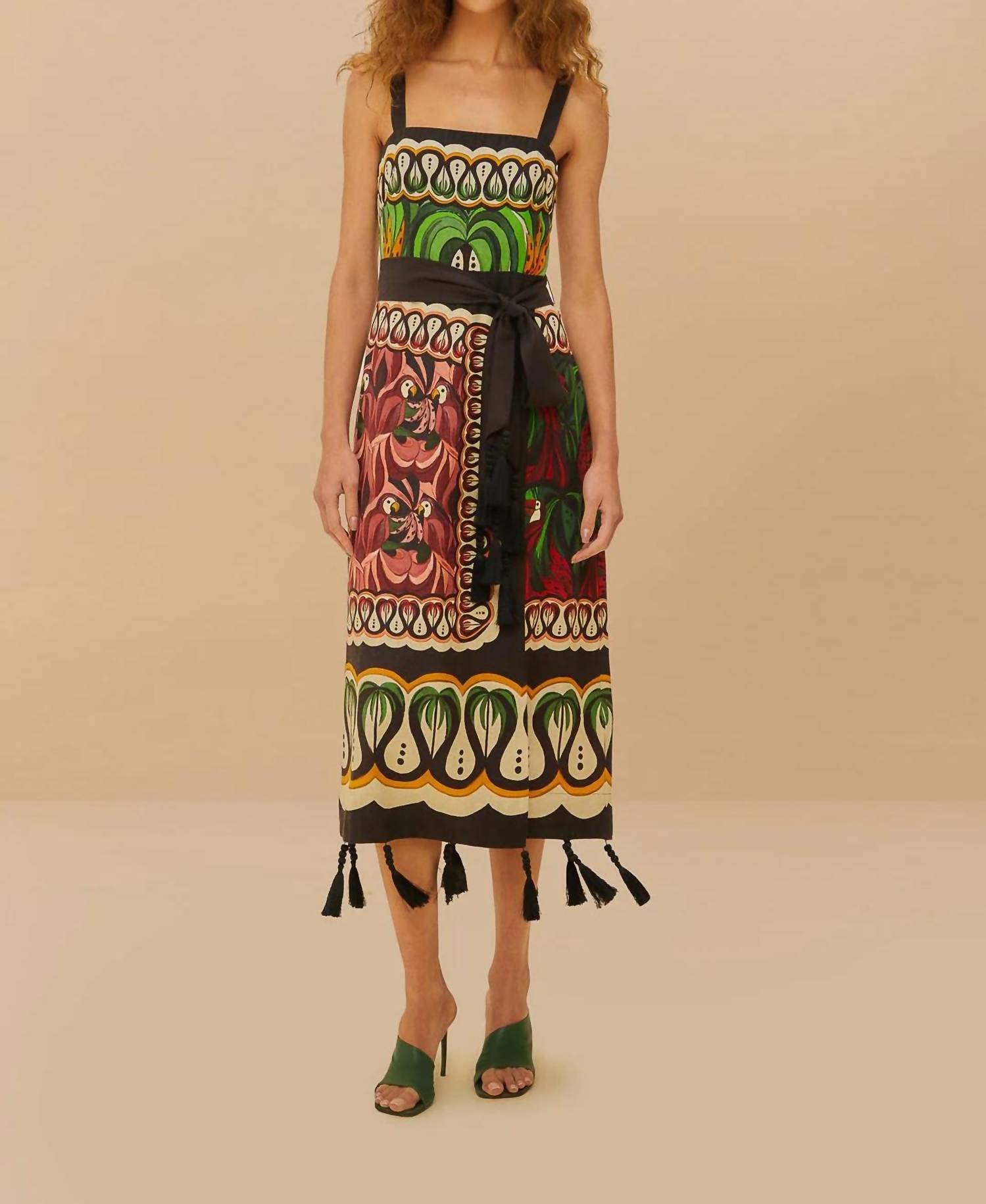 Farm Rio - Coconut Tree Flow Scarf Midi Dress