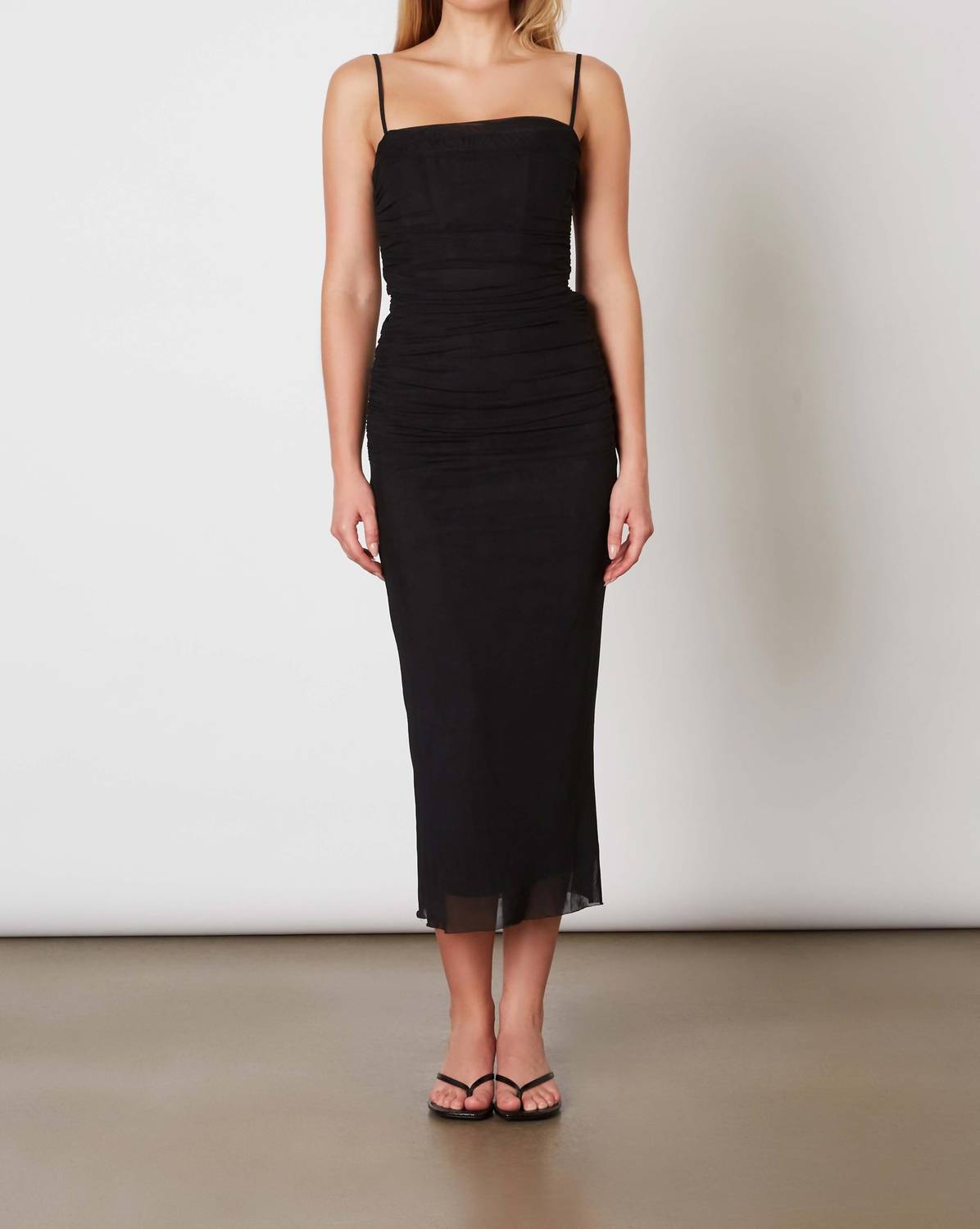 Cotton Candy La - Masha Boned Mesh Squareneck Midi Dress