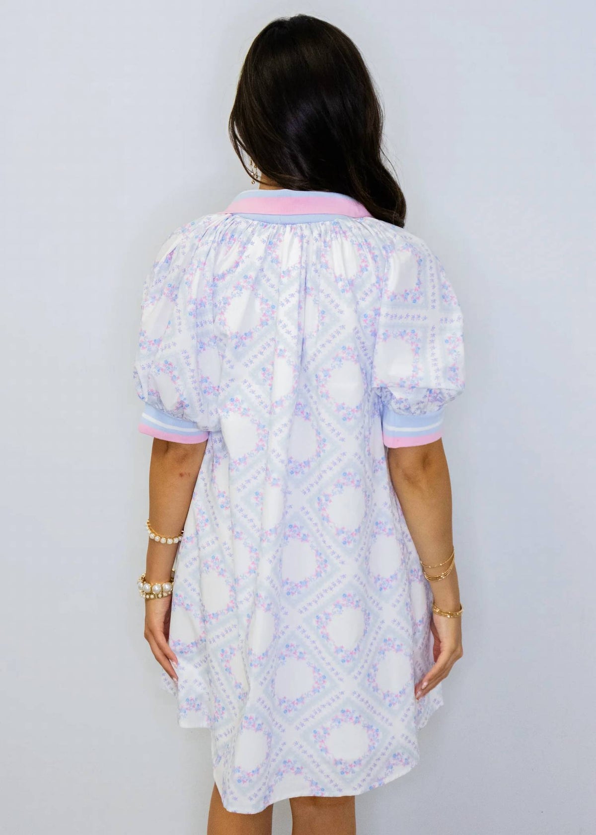 Peach Love - Floral Print Semi Zip Mini Dress