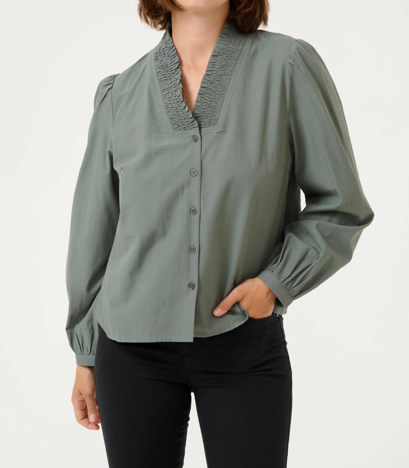 Kaffe - Kamaia V-neck Pleats Long Sleeve Shirt