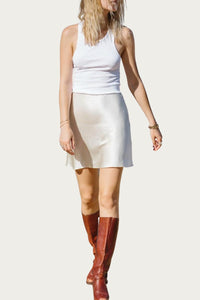 MADISON SILK-SATIN MINI SLIP SKIRT