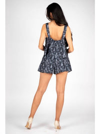 Sincerely Ours Pixie Watercolor Tiger Tank Top in navy - women's tank top - detail view