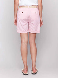 CHARLIE B Women's Roll Up Cuff And Belt Short in begonia - women's shorts - detail view