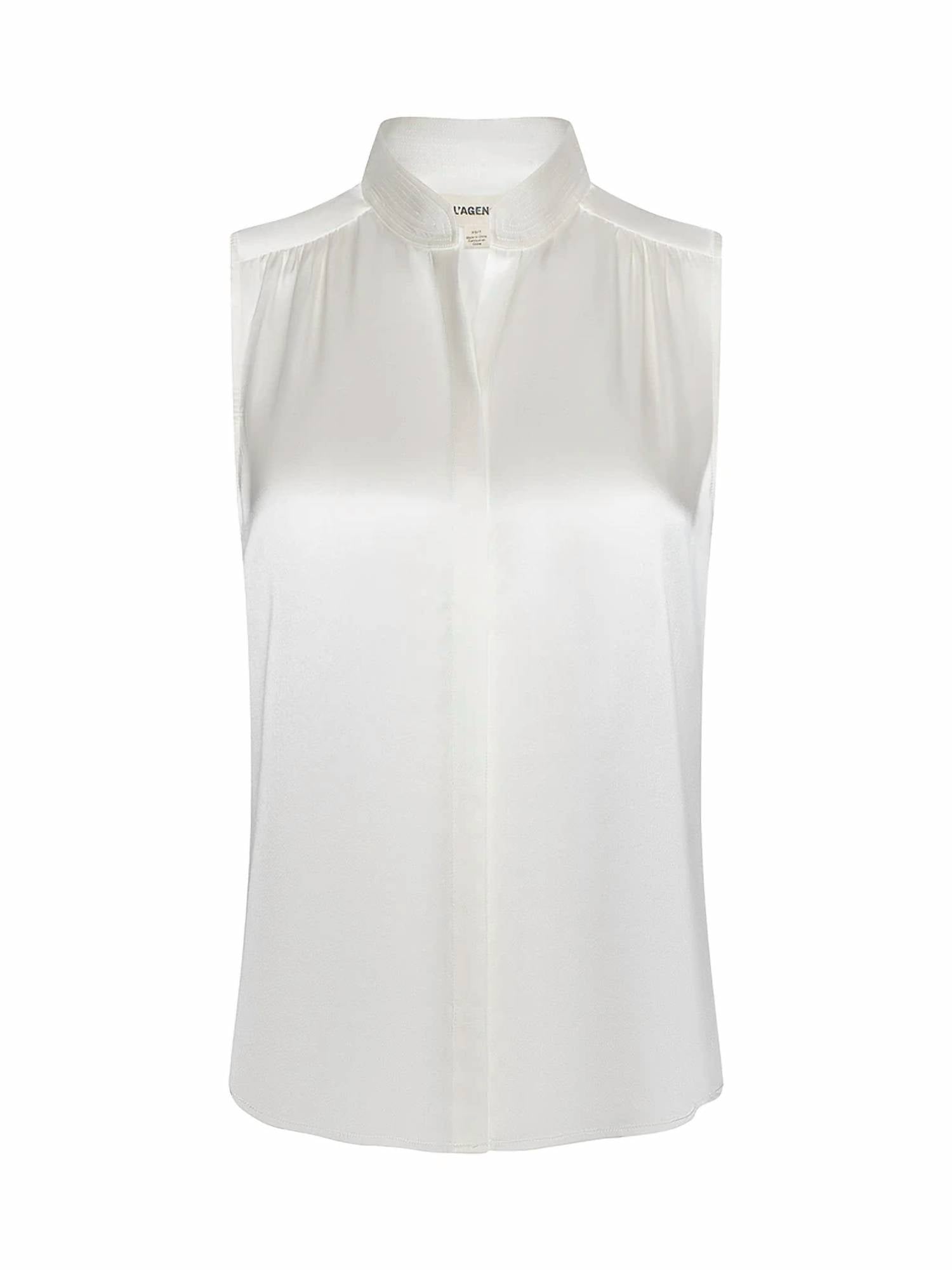 L'Agence - PHOEBE SLEEVELESS BAND COLLAR BLOUSE