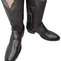 Allens Boots Men's Teju Lizard Western Cowboy Boots - Wide in black - men's boots - detail view