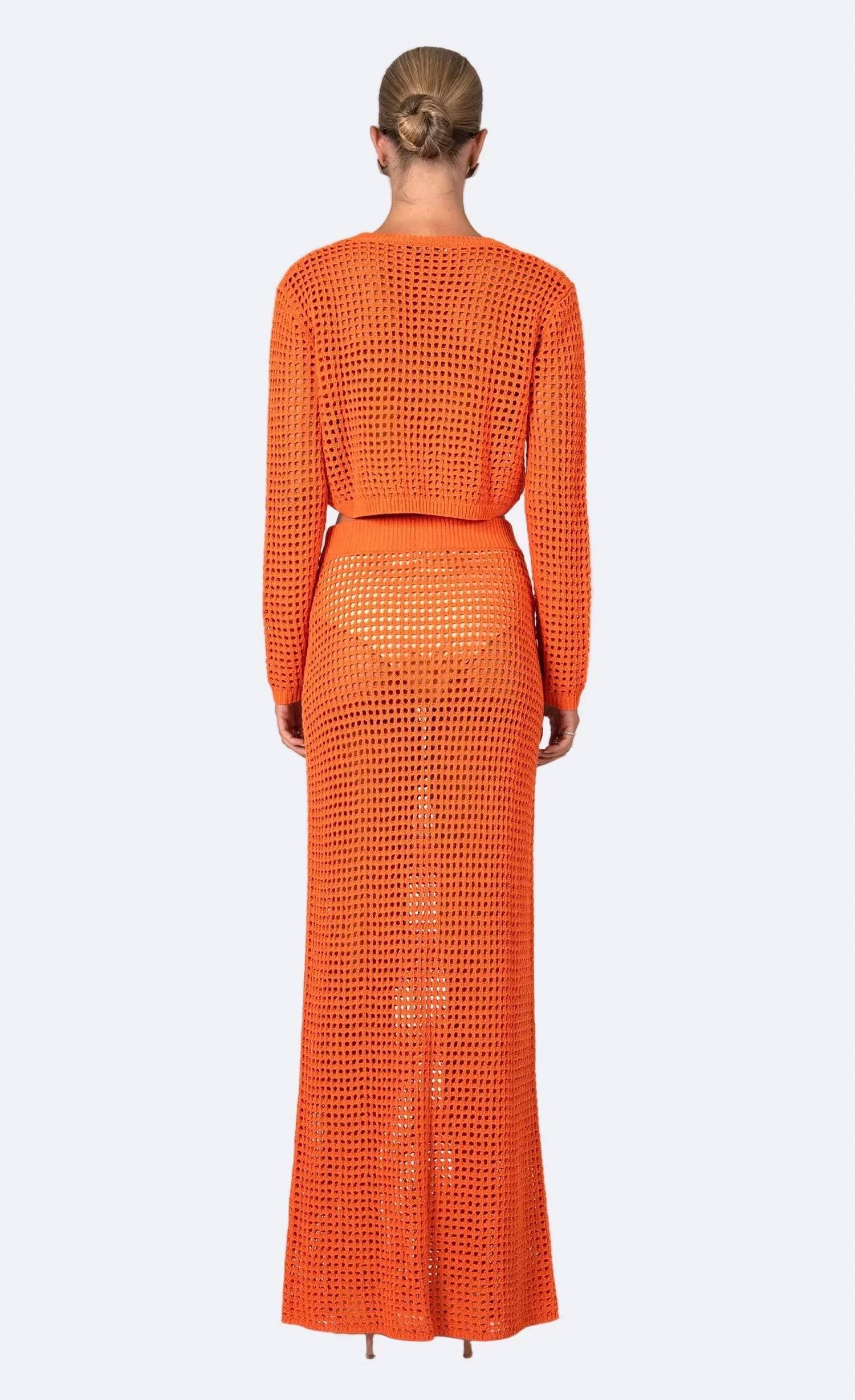 Nonchalant Label - Jovi Open-knit Long-sleeve Crop Top
