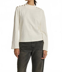 Nation LTD Neda Long Sleeve Top With Button Detail in porcelain - women's blouse