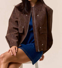 Lalavon - Faux Suede Elevated Utility Jacket