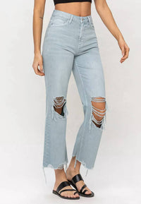 Vervet By Flying Monkey - 90’s Vintage Crop Flare With Distressing Jeans