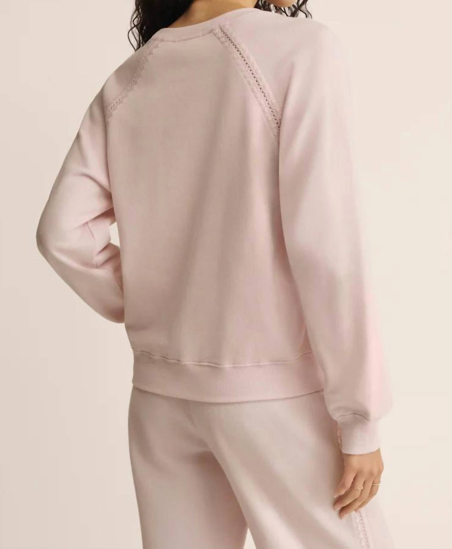 Z Supply ALL AROUND FRENCH TERRY SWEATSHIRT in baby pink - women's sweater - view 4