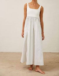 Creamon Ribbed Knit Bodice Maxi Dress in white - women's dress