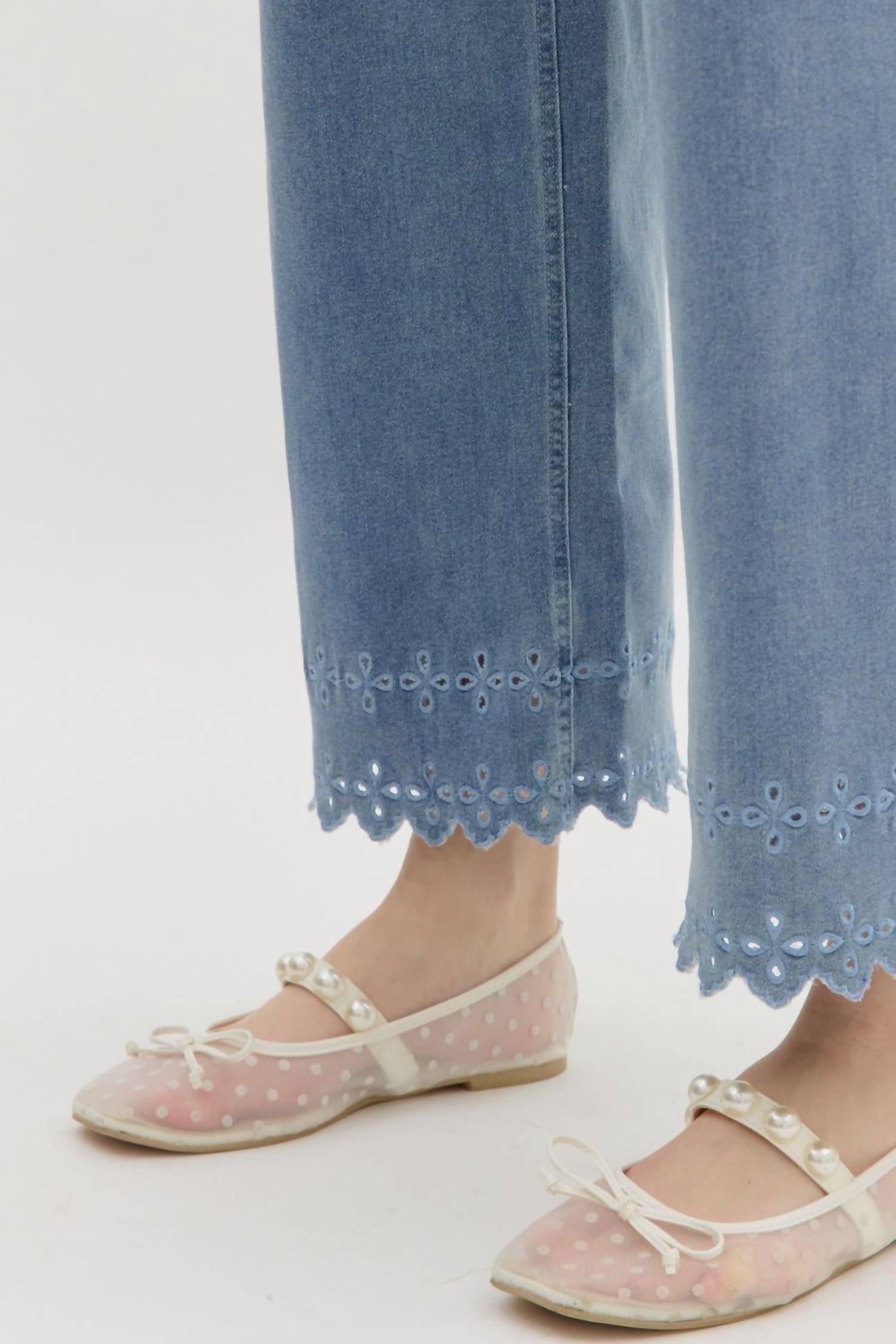 Entro - High Waist Eyelet Pants