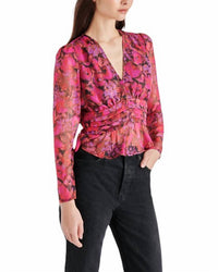 STEVE MADDEN AZURA BLOUSE in dark fuchsia - women's blouse - detail view