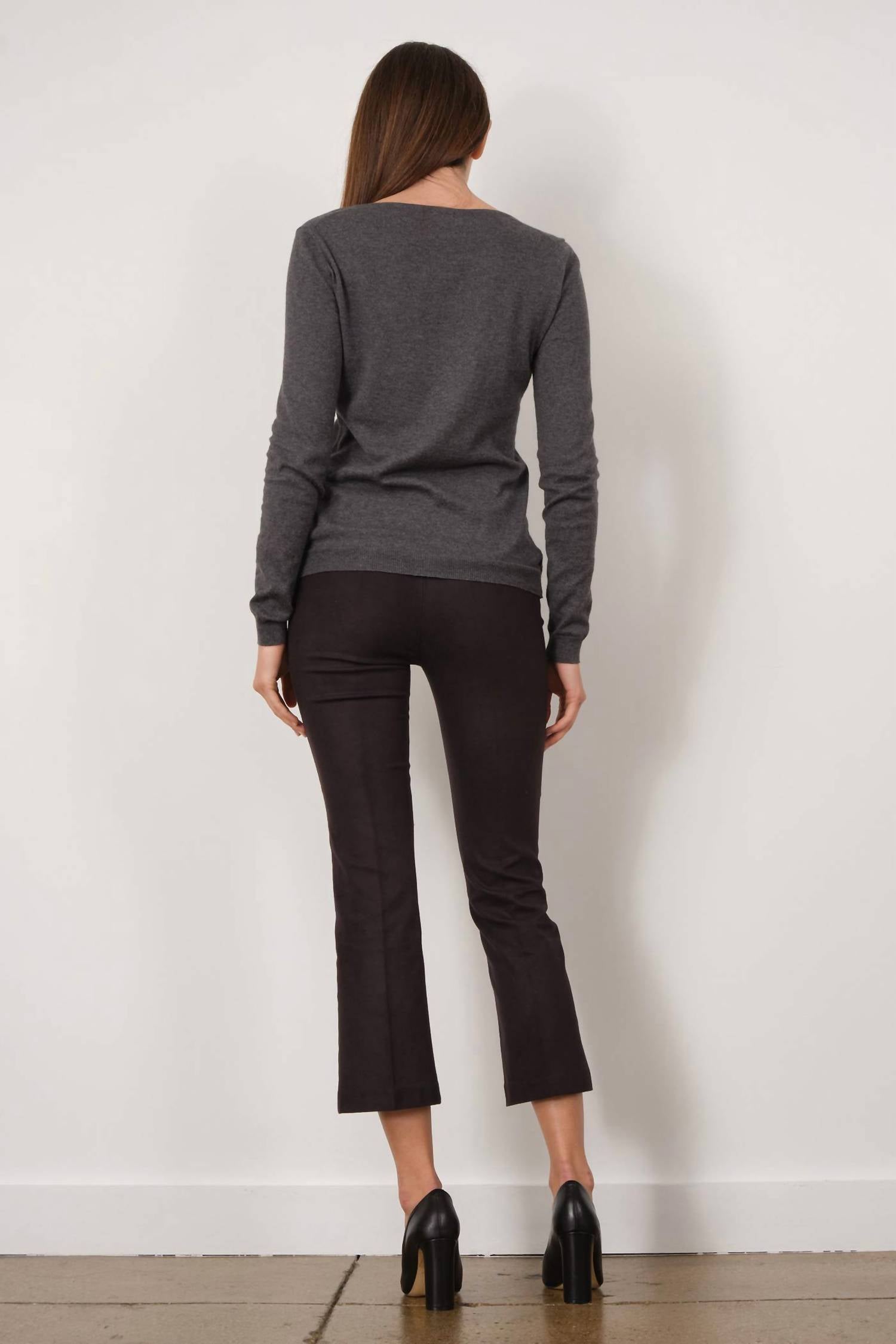 Avenue Montaigne Leo Flare Cut Pants in flannel raisin - women's pants - alternate view