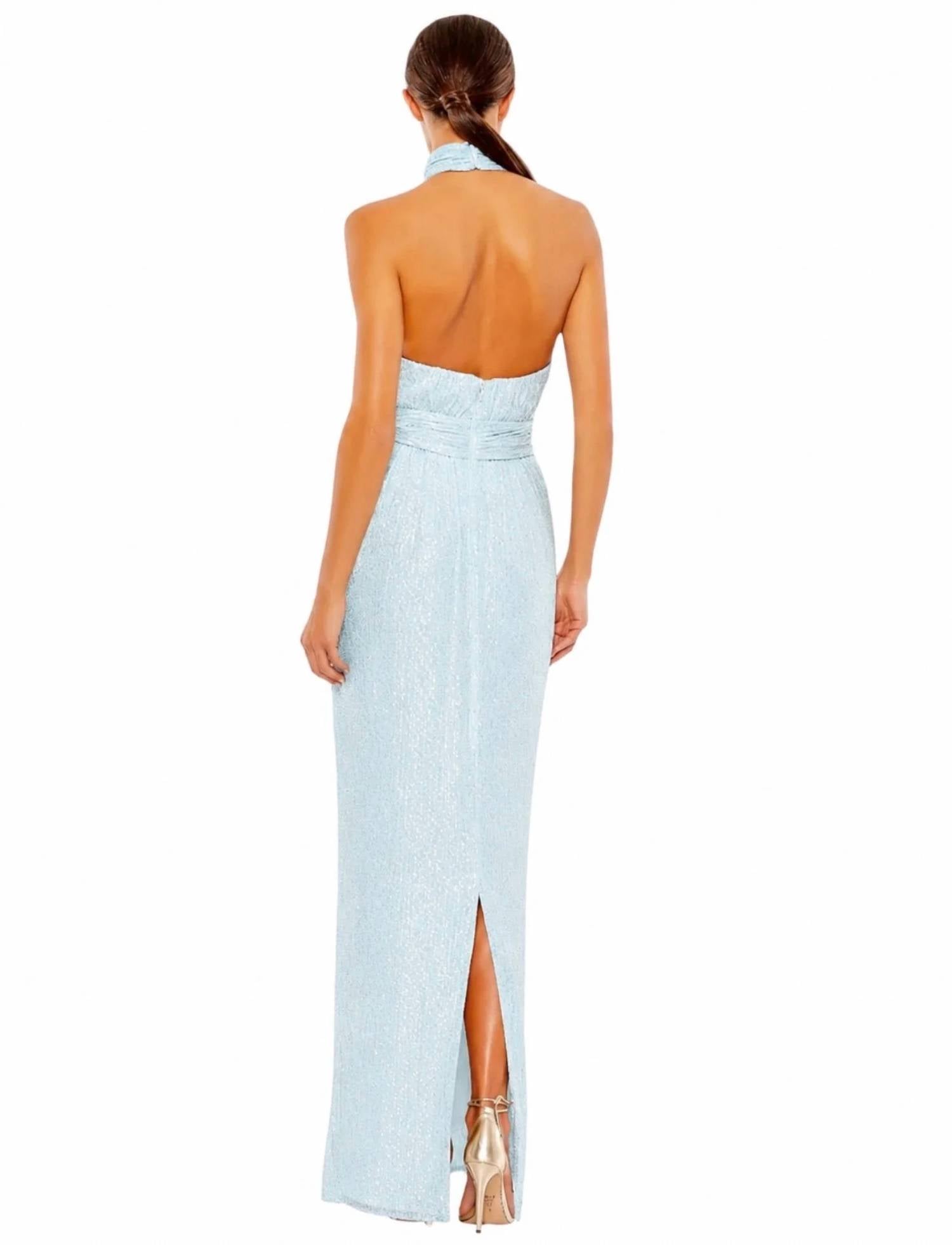 Mac Duggal - Sequin Halter Maxi Dress