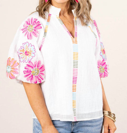 Thml - Embroidered Puff Sleeve Top
