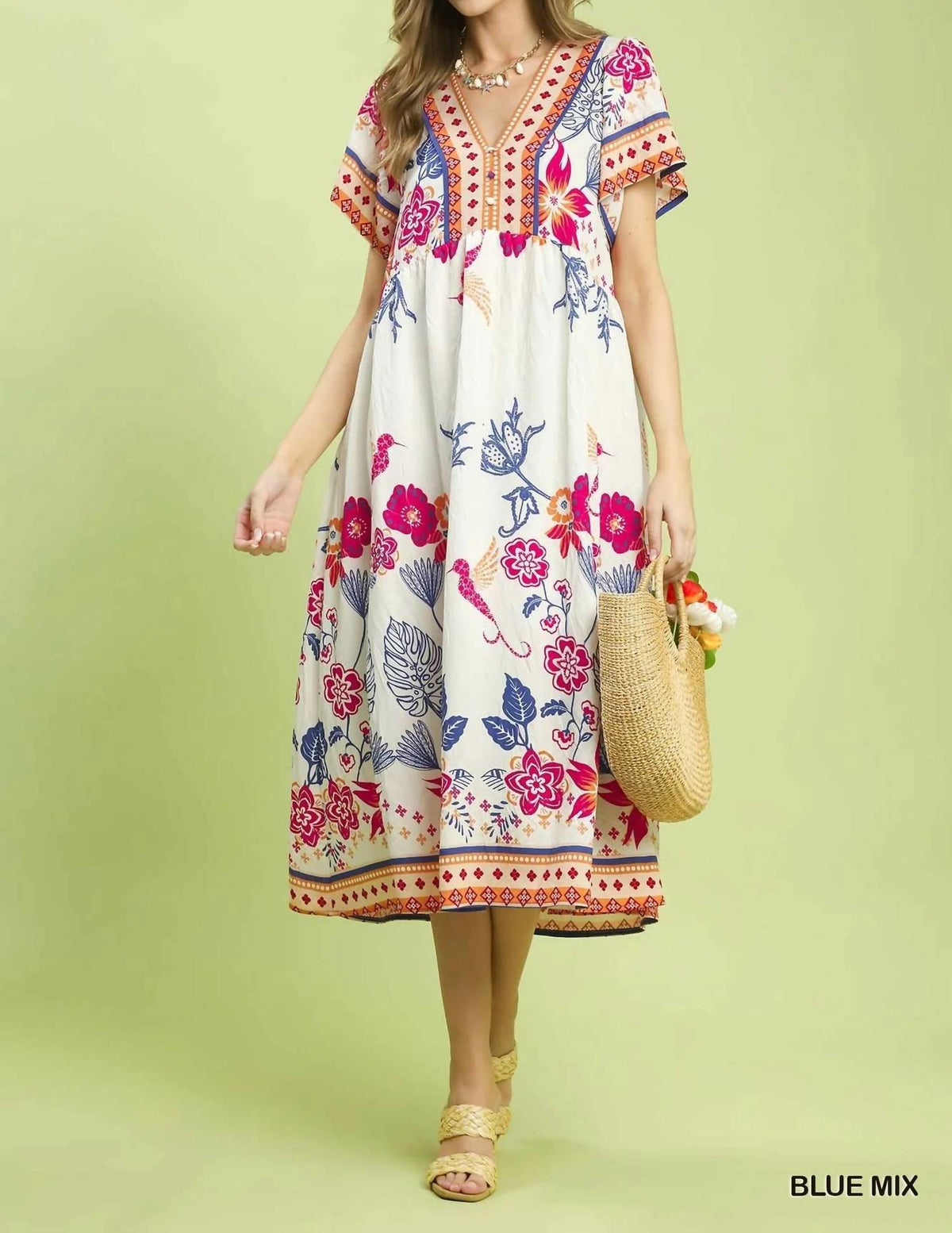 Umgee - Boho Floral Midi Dress