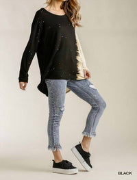 Umgee - Contrast Color Raw Edge Top