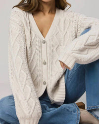 Splendid Women's Harlow Heart Cardigan in beige - women's sweater