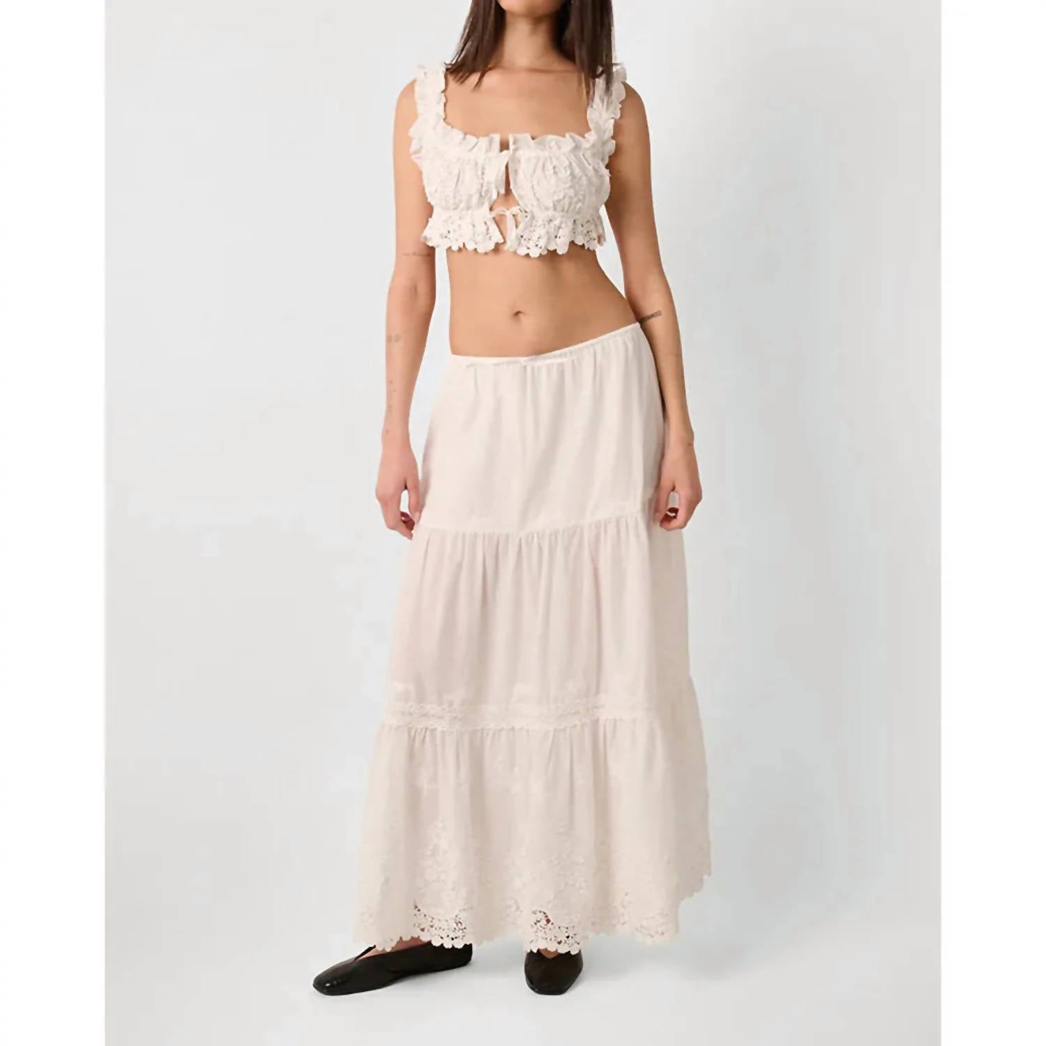 WE WORE WHAT Double Tie Top in beige - women's tank top