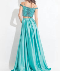 Rachel Allan - Beaded Charmeuse Two-piece Gown