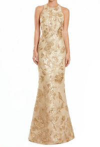 Daymor - Halter Embellished Sheath Evening Gown